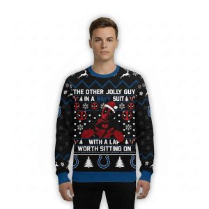 Colts Deadpool The Other Jolly Guy In A Navy Suit Christmas Ugly Sweater1