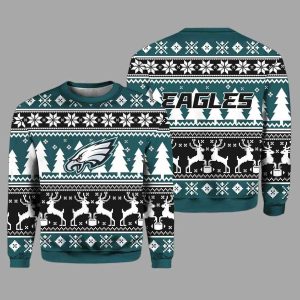 2025 Christmas Eagles Reindeer Football Ugly Sweater 1 2025 Christmas Eagles Reindeer Football Ugly Sweater 2