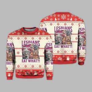 2025 Christmas Lesbians Eat What Cat Ugly Sweater 2