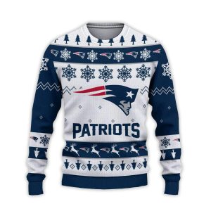 2025 Patriots Football Reindeer Christmas Ugly Sweater1