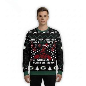 Packers Deadpool The Other Jolly Guy In A Green Suit Christmas Ugly Sweater1