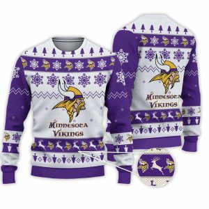 2025 Vikings Football Reindeer Christmas Ugly Sweater