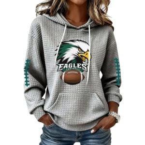 Eagles Football Print Waffle Fabric Hooded Sweatshirt 2 Eagles Football Print Waffle Fabric Hooded Sweatshirt2