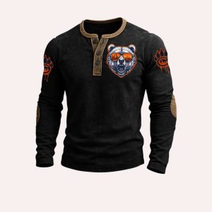 Bears Football Skyline Print Henley Top2