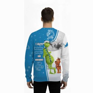 Lions Funny Grnch I Hate Morning People Ugly Christmas Sweater2
