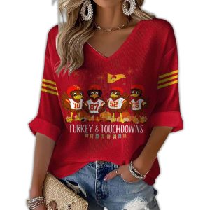 Chiefs Turkey And Touchdowns Waffle Long Sleeve T Shirt