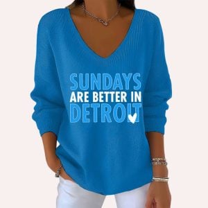 Sundays Are Better Detroit Football Waffle Long Sleeve T Shirt