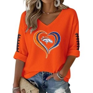 Broncos Heart Waffle Long Sleeve T Shirt