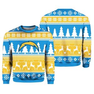 2025 Christmas Chargers Reindeer Football Ugly Sweater 1