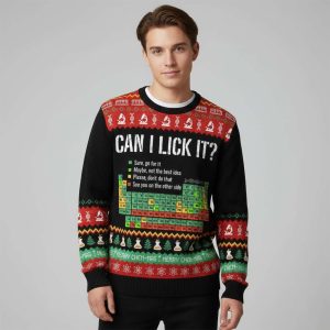 Can I Lick It Funny Science Teacher Ugly Christmas Sweater1