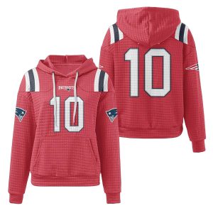 Patriots Drake Maye 10 Waffle Hoodie2