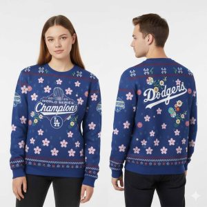 Dodgers x Takashi Murakami 2025 World Series Champions Ugly Christmas Sweater 2