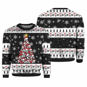 2025 Skull Pine Tree Ugly Christmas Sweater