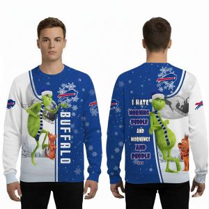 Bills Funny Grnch I Hate Morning People Ugly Christmas Sweater