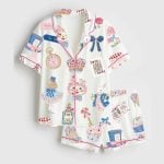 Alice In Wonderland Watercolor Tea Party Satin Pajama Set