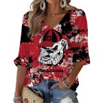 Angry Bulldog Football Tye Dye Waffle Long Sleeve T-Shirt