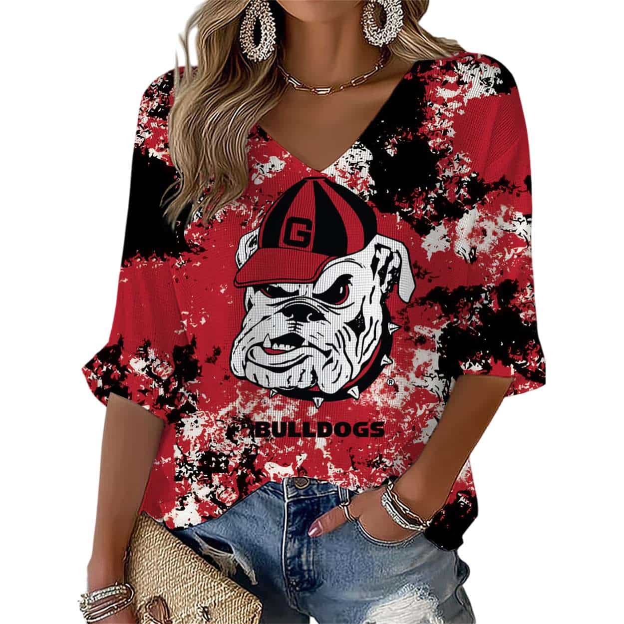 Angry Bulldog Football Tye Dye Waffle Long Sleeve T Shirt Angry Bulldog Football Tye Dye Waffle Long Sleeve T-Shirt