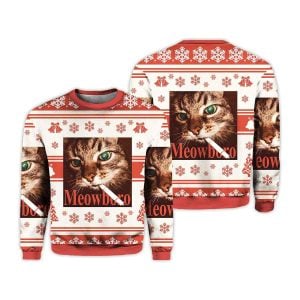 Red Meowlboro Smoking Cat Christmas Ugly Sweater