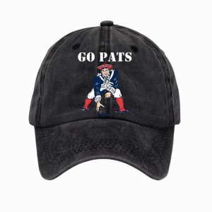 NE Patriots Go Pats Football Print Hat