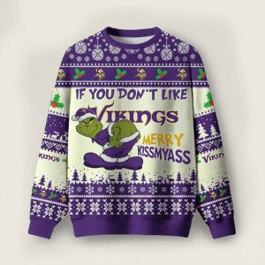 Vikings Grnch Merry Kissmyass Ugly Sweater