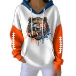 Bears Game Day Football Print Casual Pit Striped Hoodie