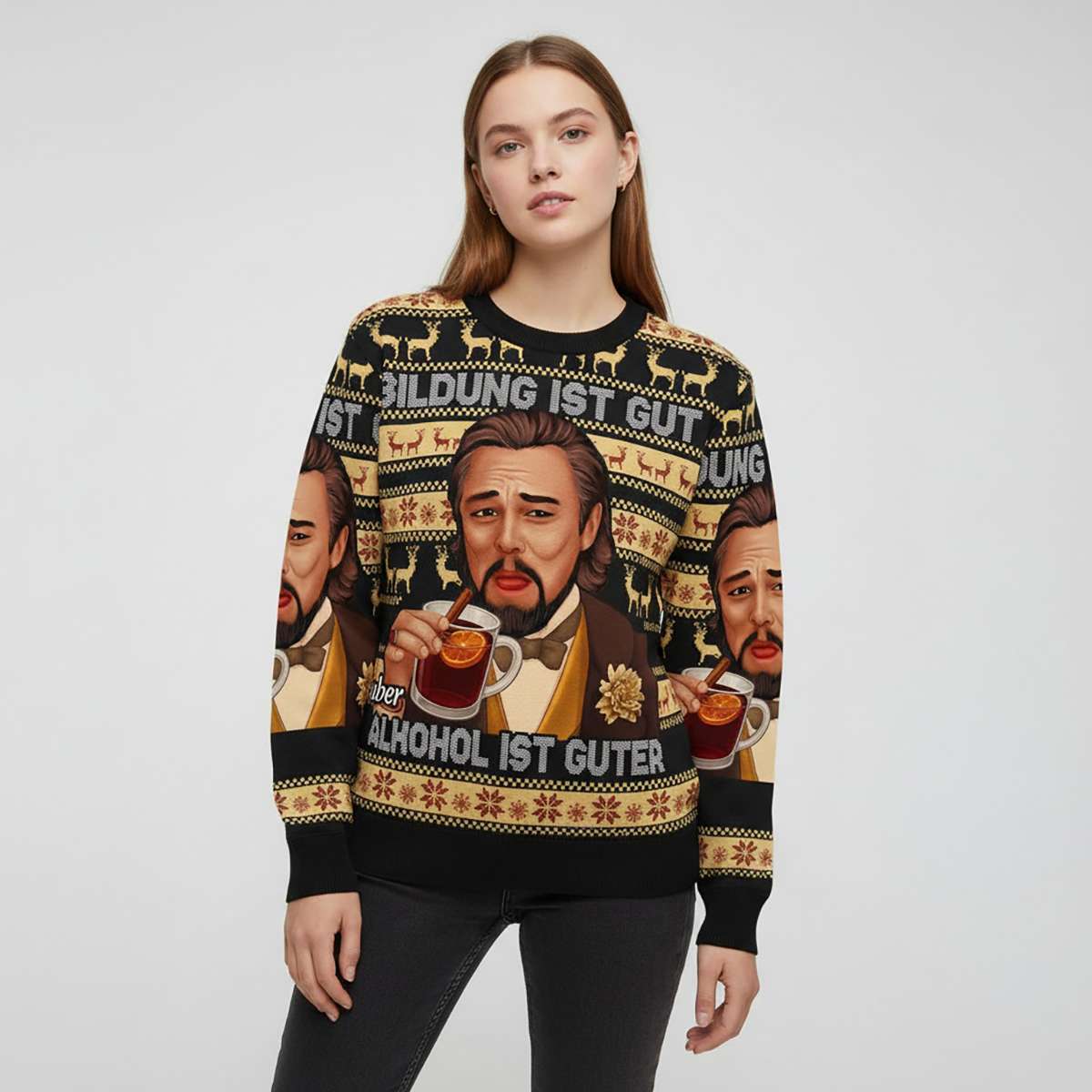 Bildung Ist Gut Aber Alkohol Ist Guter Christmas Ugly Sweater Bildung Ist Gut Aber Alkohol Ist Guter Christmas Ugly Sweater
