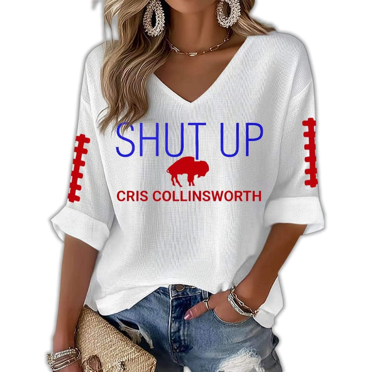 Bills Shut Up Cris Collinsworth Waffle T shirt Bills Shut Up Cris Collinsworth Waffle T-shirt