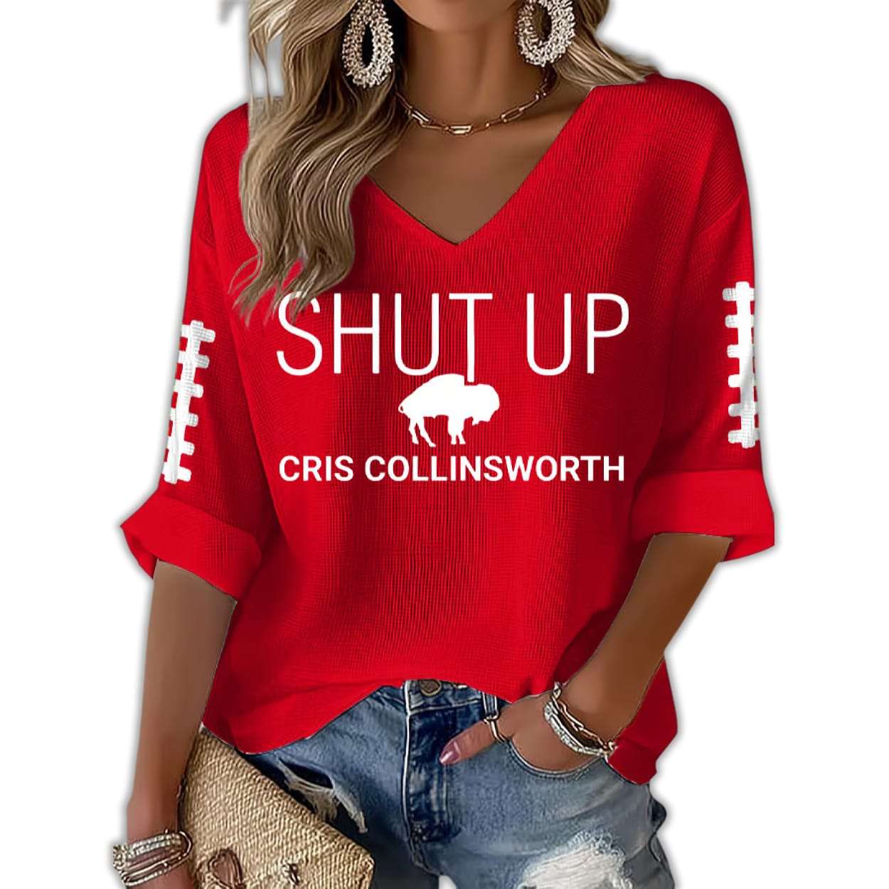 Bills Shut Up Cris Collinsworth Waffle T-shirt Bills Shut Up Cris Collinsworth Waffle T-shirt