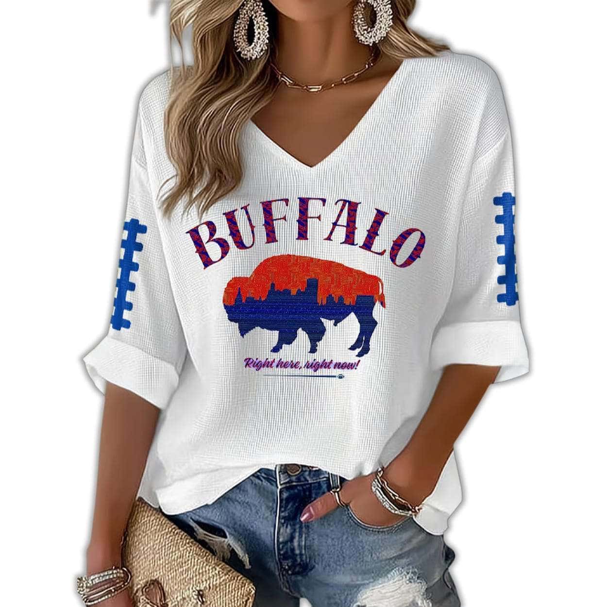 Buffalo Right Here Right Now Football Waffle T shirt Buffalo Right Here Right Now Football Waffle T-shirt