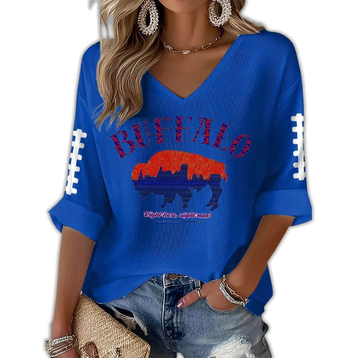 Buffalo Right Here Right Now Football Waffle T-shirt Buffalo Right Here Right Now Football Waffle T-shirt