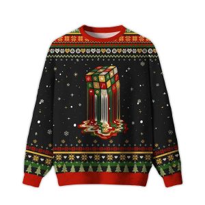 Melting Rubiks Cube Dream Ugly Christmas Sweater