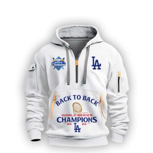 Dodgers Back To Back World Series Champions 2025 Quarter Zip Hoodie3