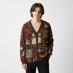 Cozy Autumn Reading Unisex Ugly Cardigan Sweaters