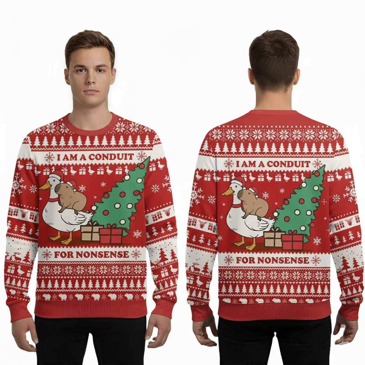 Capy I Am A Conduit For Nonsense Ugly Christmas Sweater Capy I Am A Conduit For Nonsense Ugly Christmas Sweater