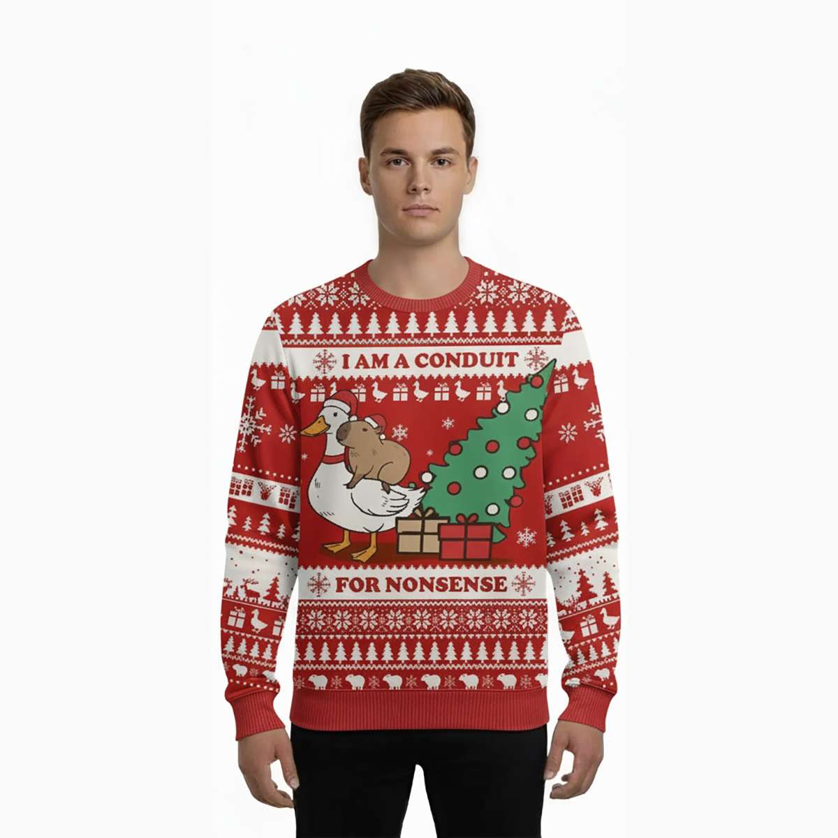 2025 Capy I Am A Conduit For Nonsense Ugly Christmas Sweater 2025 Capy I Am A Conduit For Nonsense Ugly Christmas Sweater