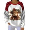 Christmas Highland Printed Pit Striped Sweatshirt