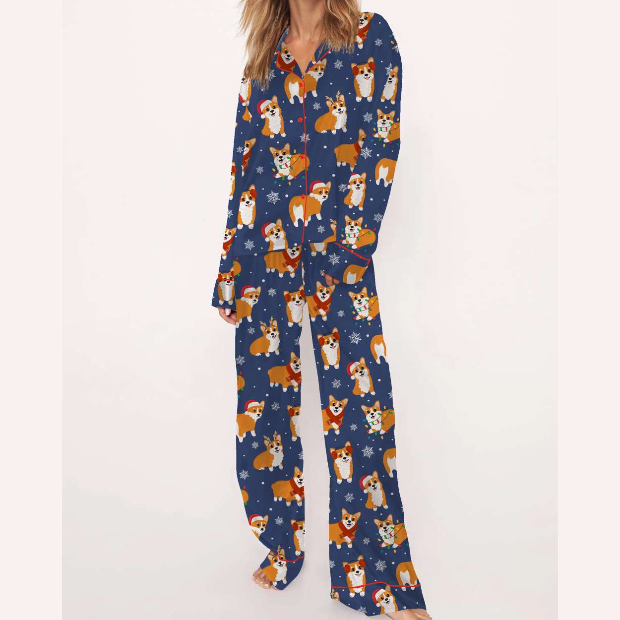Corgi Christmas Silky Satin Pajama Set Corgi Christmas Silky Satin Pajama Set