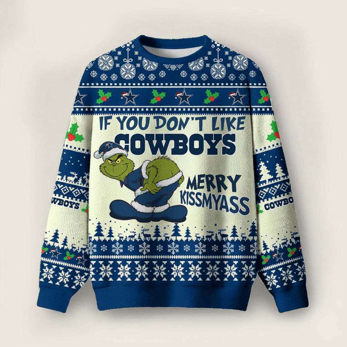 Cowboys Grnch Merry Kissmyass Ugly Sweater Cowboys Grnch Merry Kissmyass Ugly Sweater