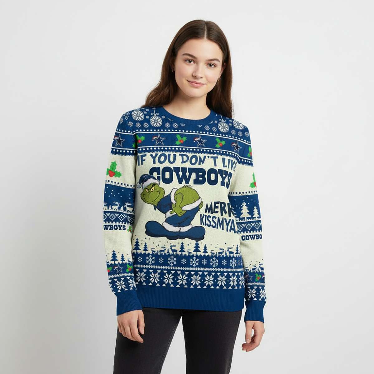 Cowboys Grnch Merry Kissmyass Ugly Sweater Cowboys Grnch Merry Kissmyass Ugly Sweater