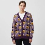 Cozy Autumn Black Cat Reading Unisex Ugly Cardigan Sweaters