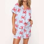 Crab Stripe Silky Satin Pajama Set