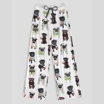 Cute Pug Contrast Wide Leg Pants
