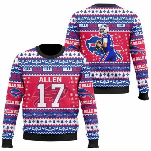 Bills Josh Allen 17 Ugly Christmas Sweater