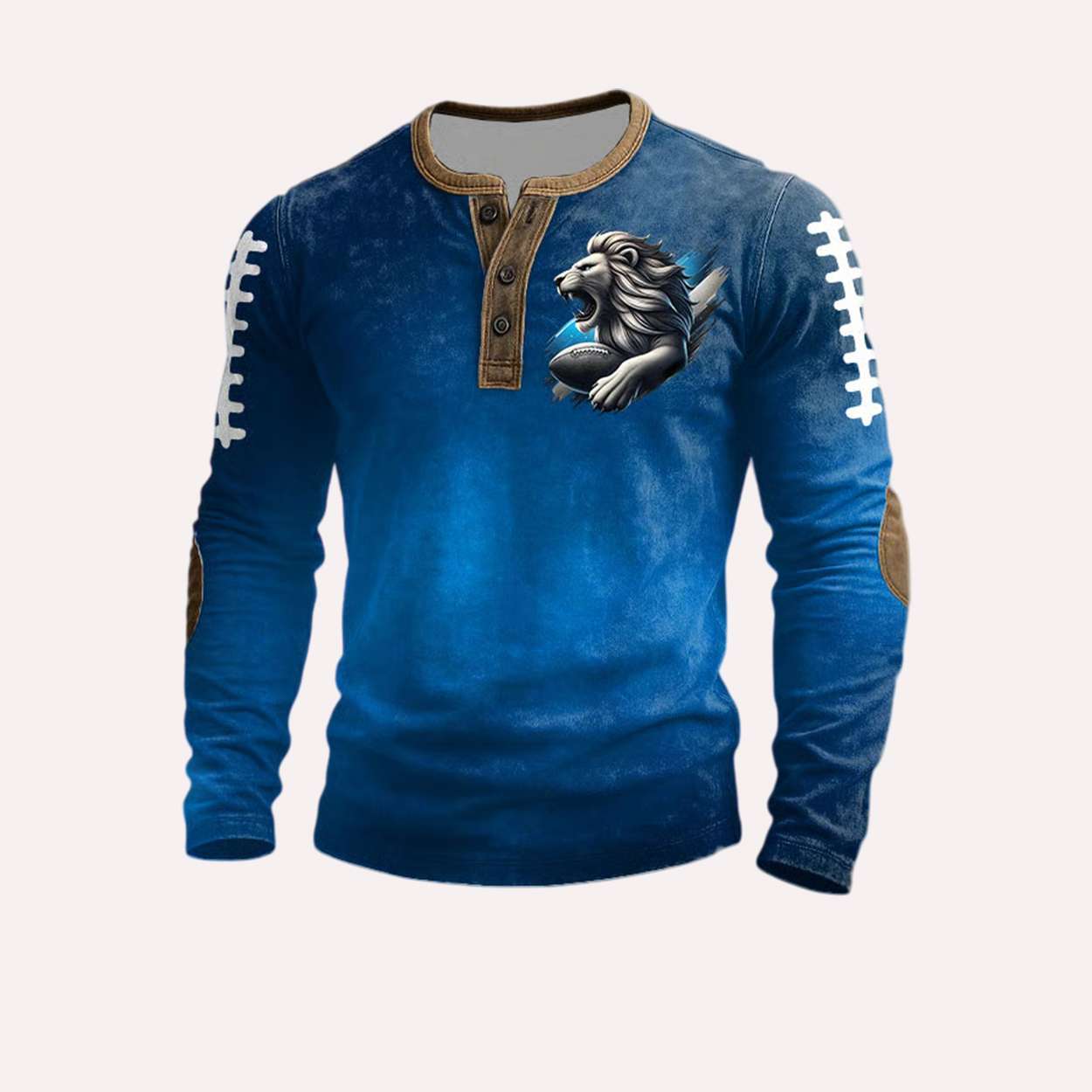 Detroit Football Football Print Henley Top Detroit Football Football Print Henley Top