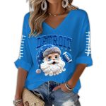 Detroit Football Santa Chrismas Waffle Long Sleeve Shirt