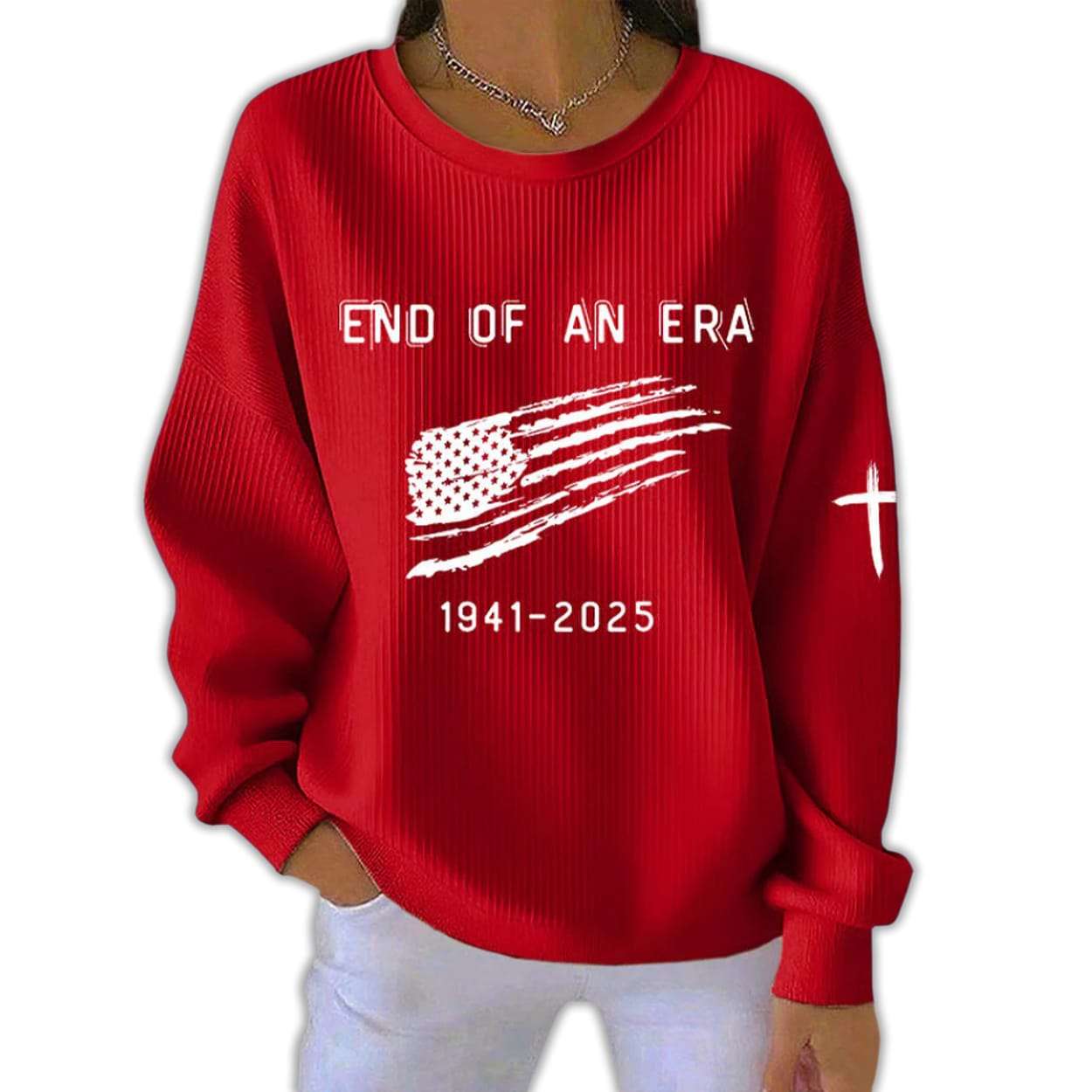 Dick Cheney End Of An Era Print Ribbed Round Neck Sweatshirt Dick Cheney End Of An Era Print Ribbed Round Neck Sweatshirt