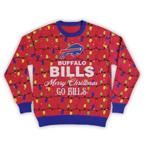 2025 Merry Christmas Go Bills Football Ugly Sweater 1 Merry Christmas Go Bills Football Ugly Sweater