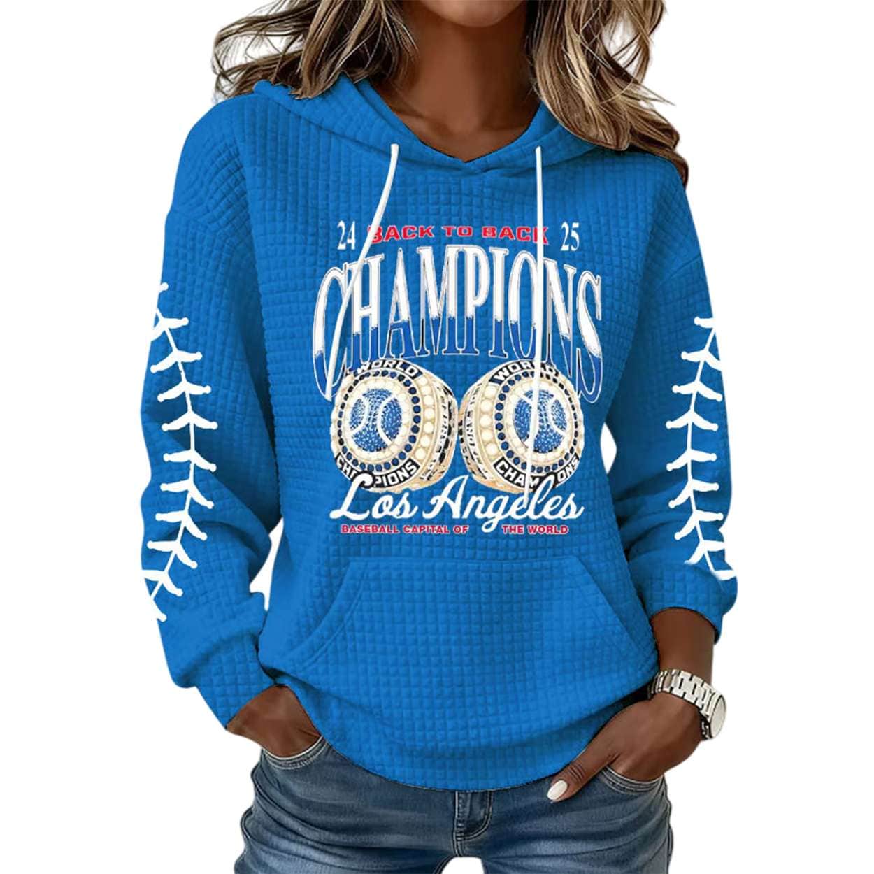 Dodgers Back To Back World Series Champions 2025 Waffle Hoodie Dodgers Back To Back World Series Champions 2025 Waffle Hoodie