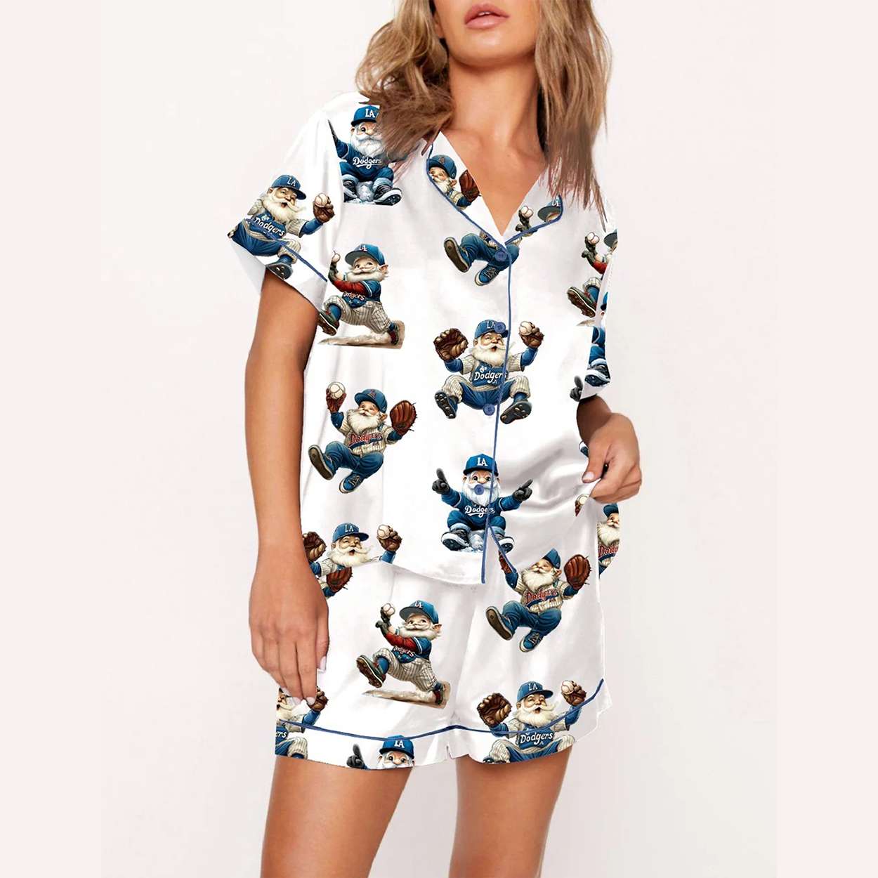 Dodgers Baseball Christmas Gnome Pajama Set Dodgers Baseball Christmas Gnome Pajama Set