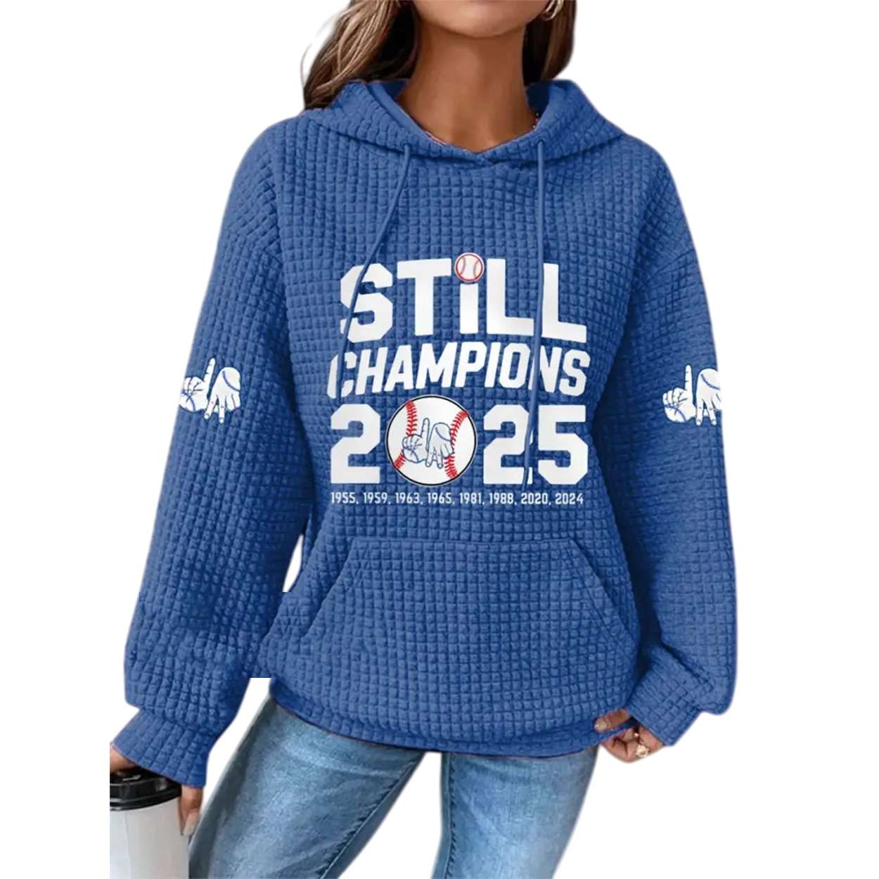 Dodgers Still Champions 2025 Print Casual Waffle Hoodie Dodgers Still Champions 2025 Print Casual Waffle Hoodie